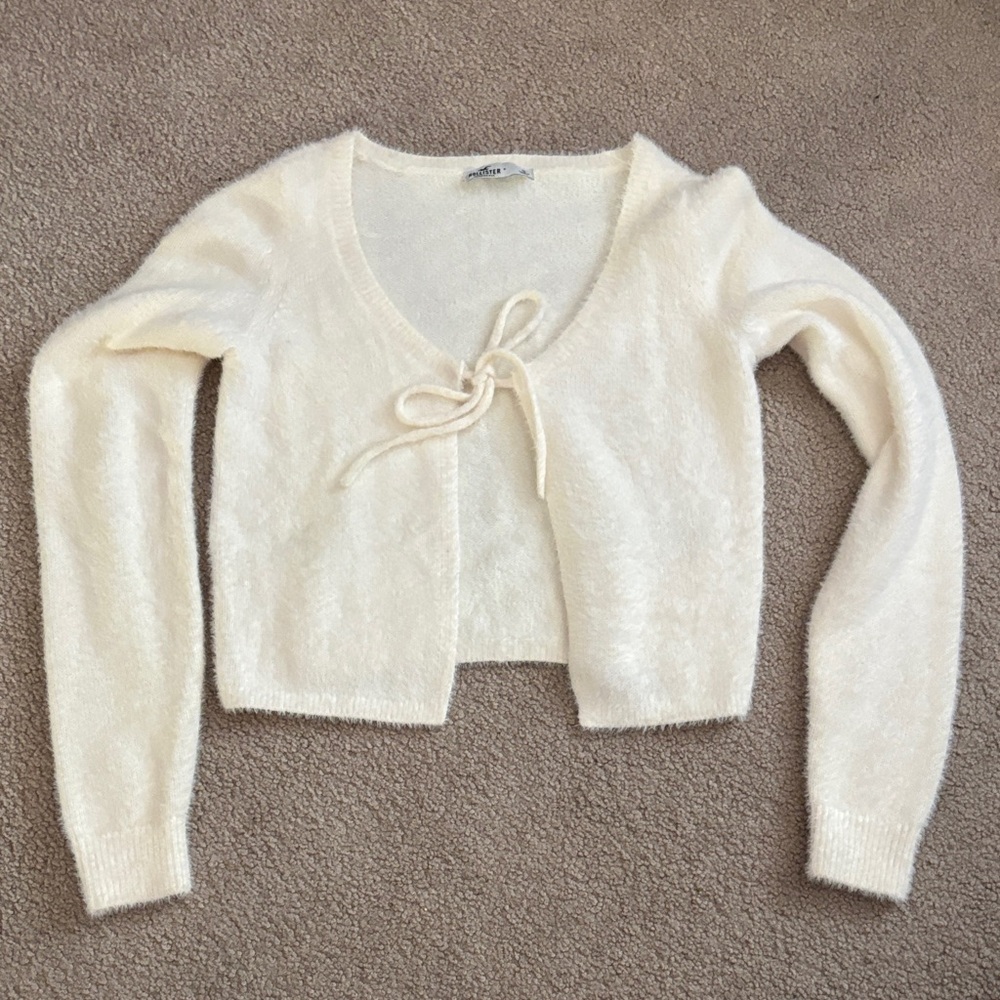 Hollister Cream Cardigan with Bow Accent